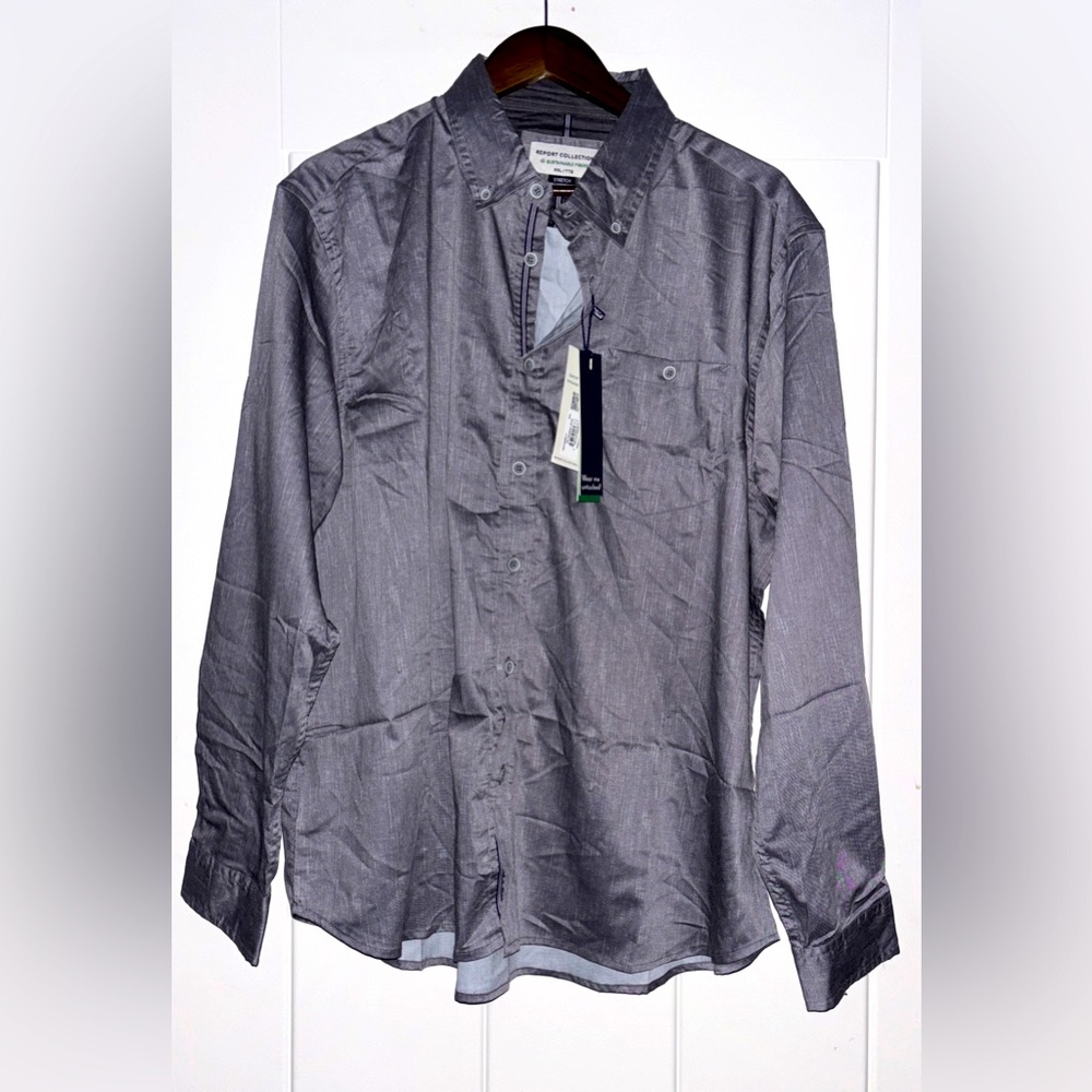 Report Collection Sustainable Fiber Men XXL Stretch Button Down Shirt NEW Work